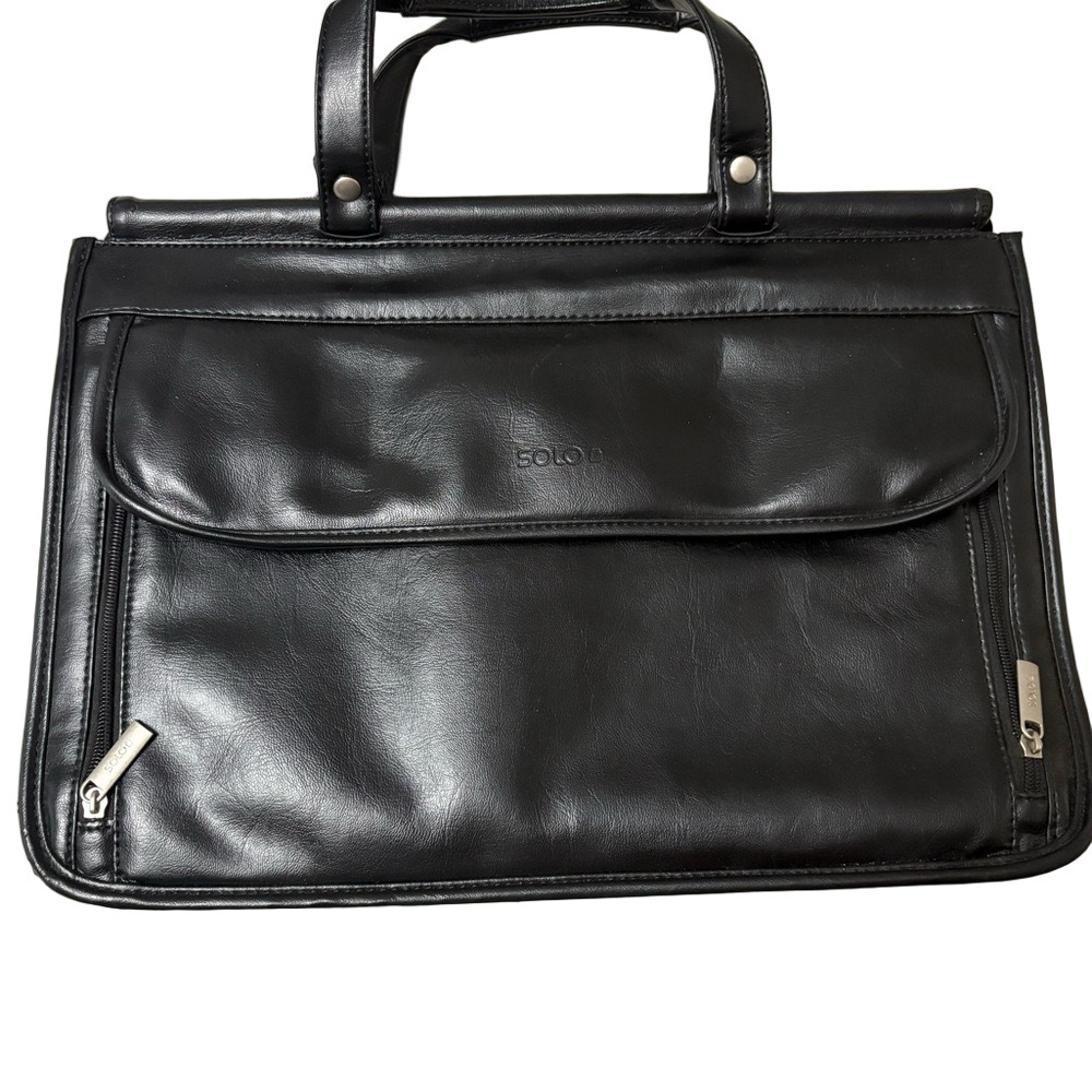 Solo Black Leather Briefcase for Men NWOT